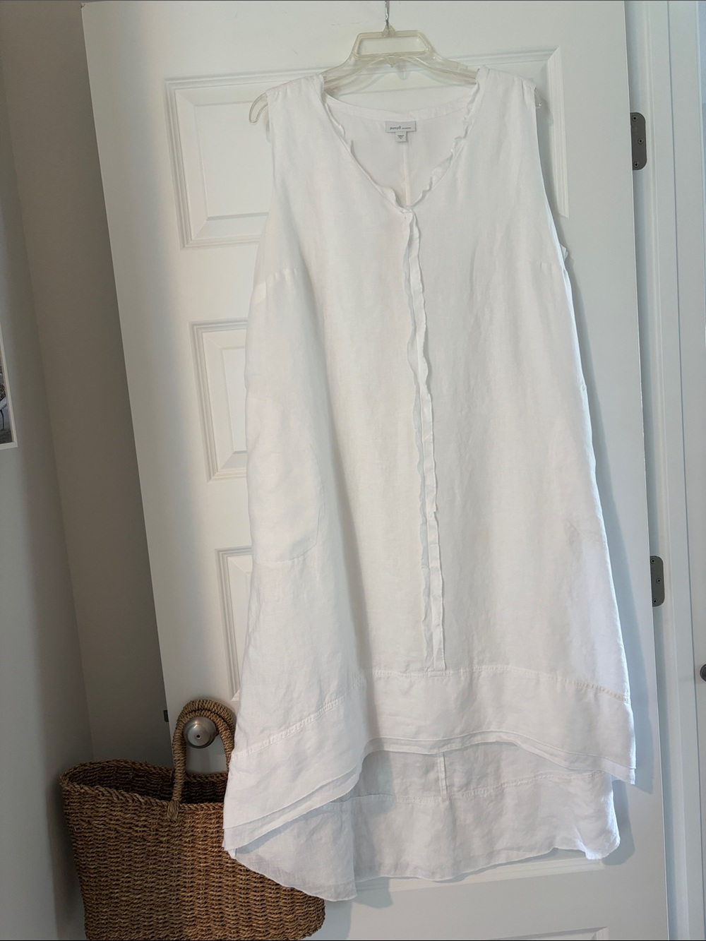 J Jill Lightweight White Sleeveless Linen Dress
